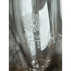 Set Of 6 Brett Hull Junction House Etched Wine Glasses St. Louis Blues Logo 8.5"